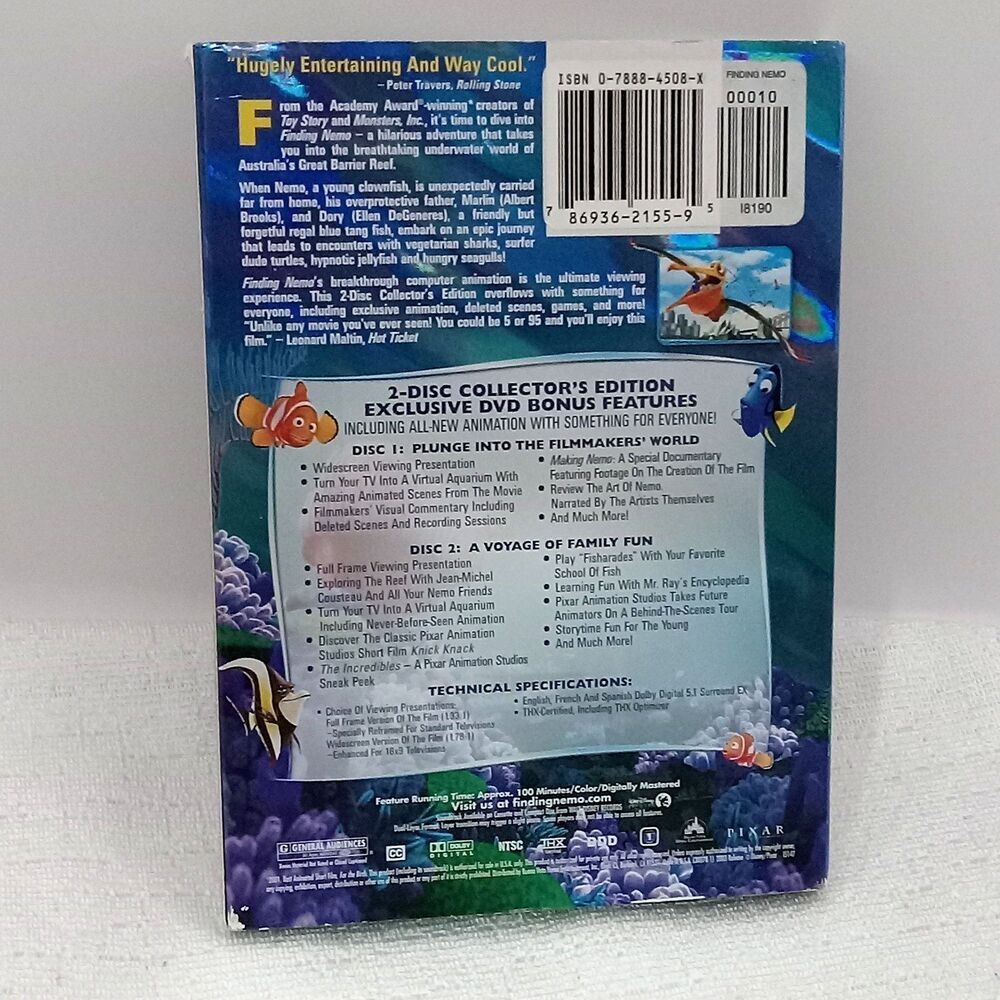 Pixar Finding NEMO DVD 2 Disk Collector’s Edition Walt Disney Fish Cartoon - Picture 5 of 5
